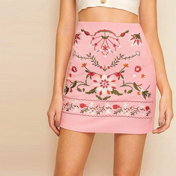 

Flower Embroidered Skirt