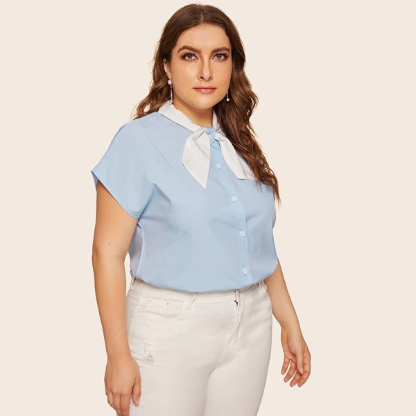 

Plus Tie Neck Blouse