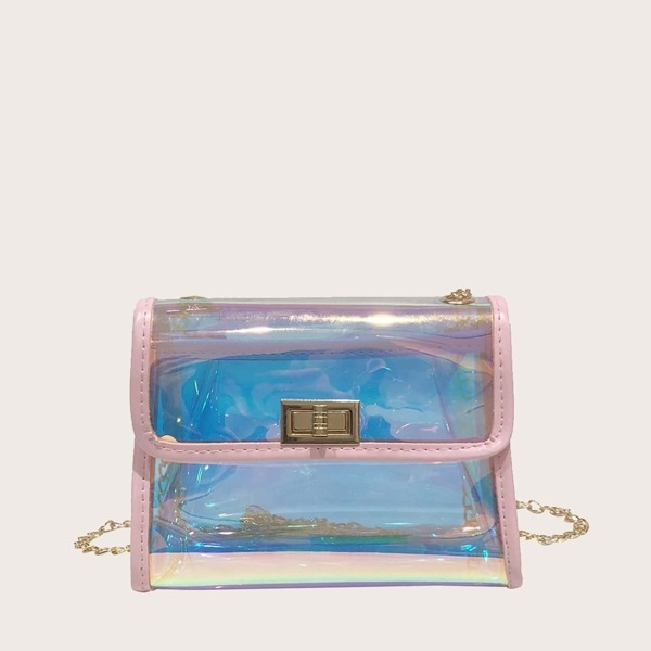 

Kids Contrast Piping Twist Lock Chain Bag, Multicolor