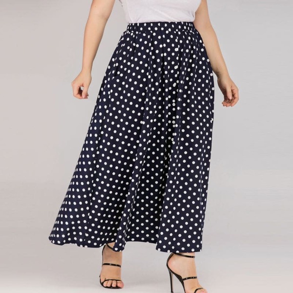 

Plus Polka Dot Skirt, Black and white