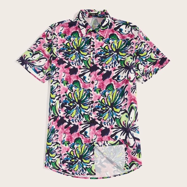 

Men Abstract Flower Print Shirt