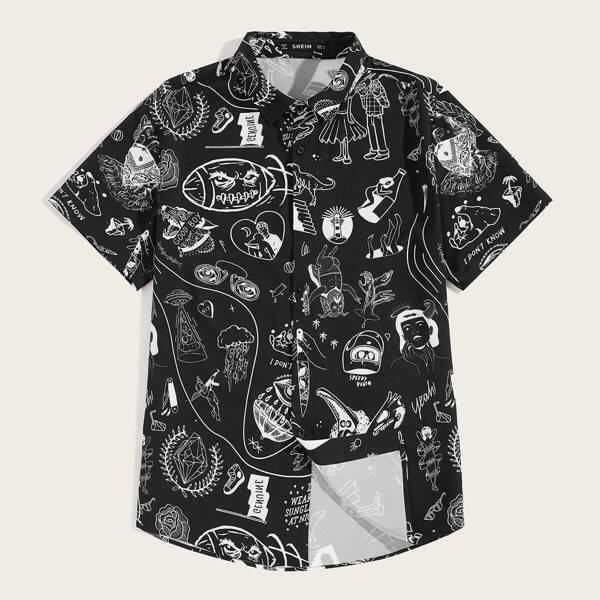 

Men Mixed Print Collared Shirt