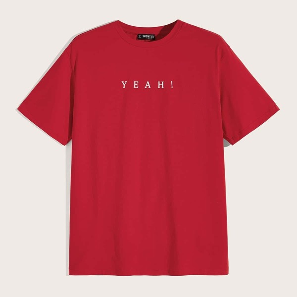 

Men Letter Print Round Neck Tee