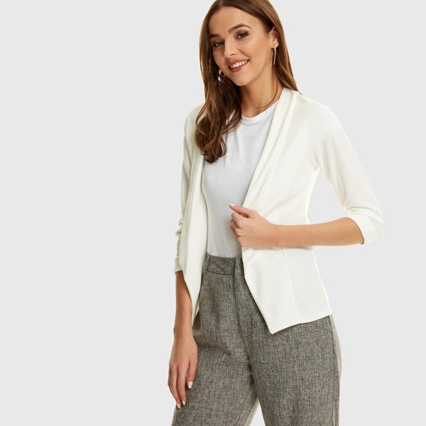 

Shawl Collar Solid Blazer, White