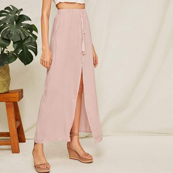 

Fringe Waist Split Thigh Skirt