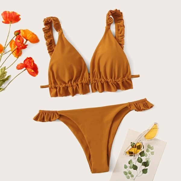 

Frill Top With Tanga Bottom Bikini Set