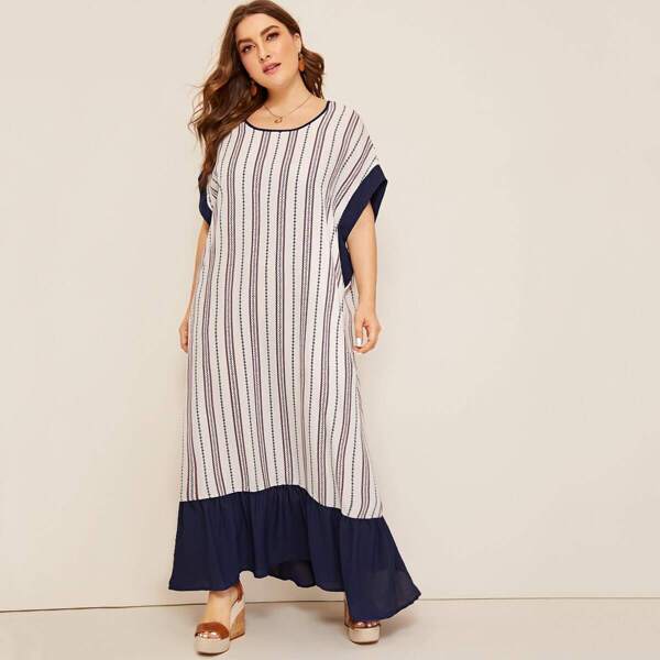 

Plus Aztec Print Ruffle Hem Tunic Dress