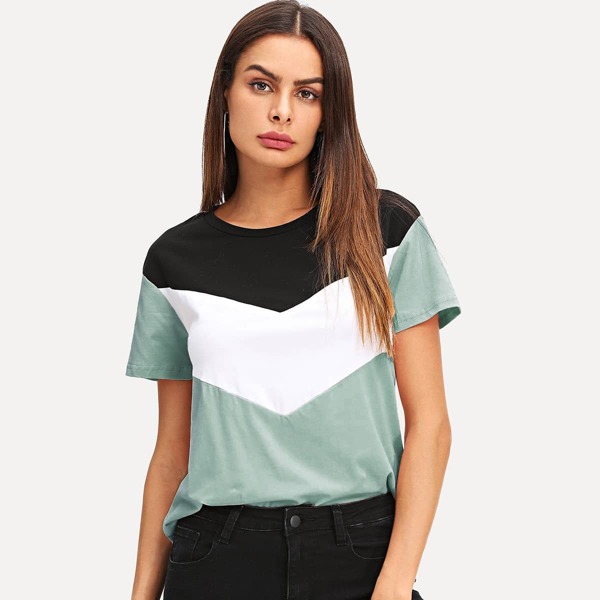 

Cut & Sew Chevron Tee, Multicolor