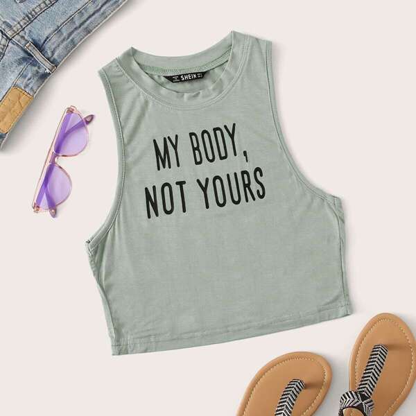 

Slogan Print Tank Top