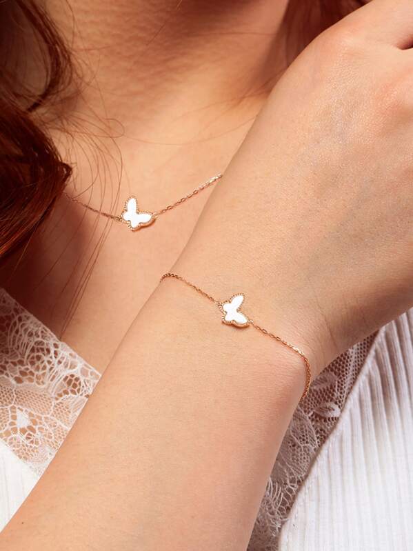 

Butterfly Pendant Bracelet & Necklace 2pcs