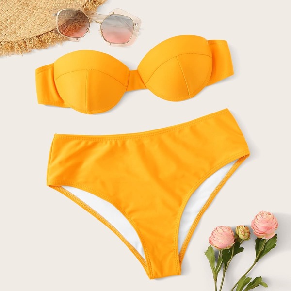 

Removable Strap Underwired Bandeau Bikini Set