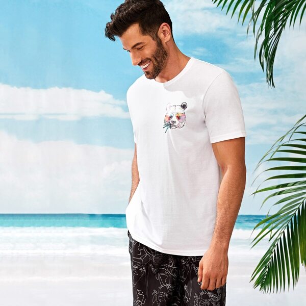 

Men Panda Print Tee