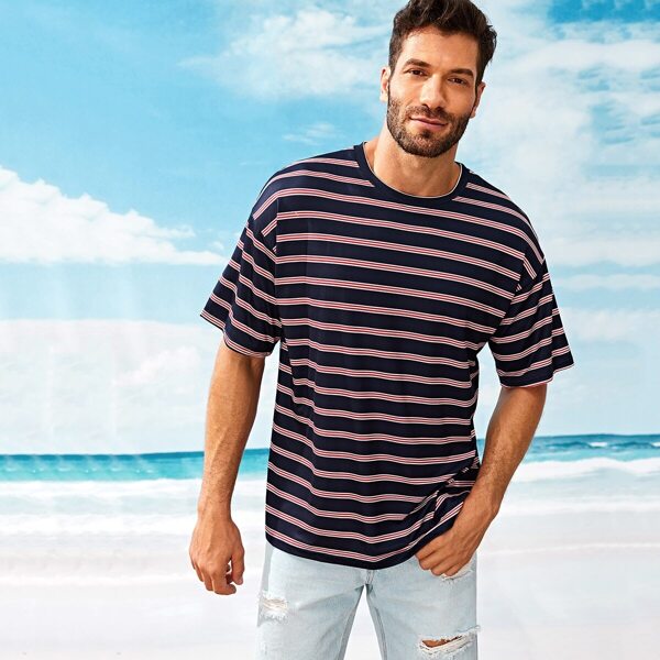 

Men Drop Shoulder Stripe Tee