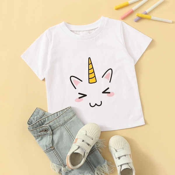 

Toddler Girls Unicorn Graphic Tee, White