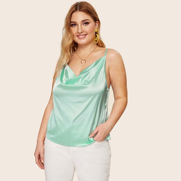 

Plus Cowl Neck Satin Cami Top