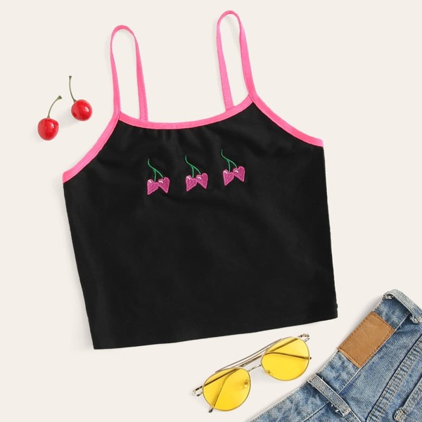 

Cherry Embroidered Cami Top