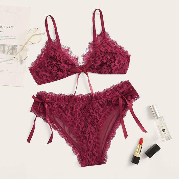 

Floral Lace Cutout Lingerie Set