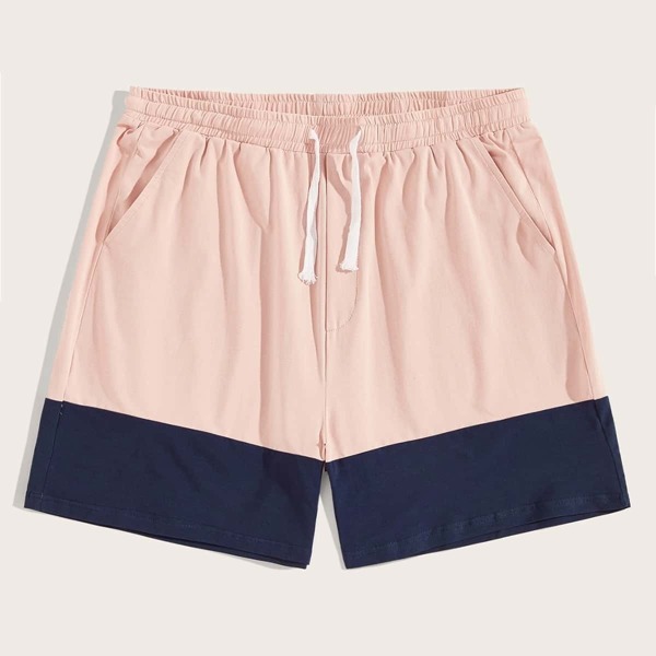 

Men Drawstring Elastic Waist Colorblock Shorts