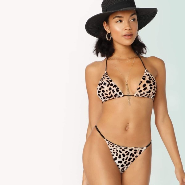 

Halter Leopard Top With Triangle Panty Bikini Set, Multicolor