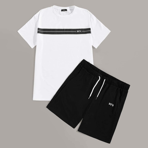 

Men Panel Insert Tee & Track Shorts Set