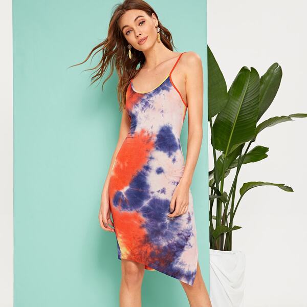 

Tie Dye Split Asymmetrical Hem Slip Dress