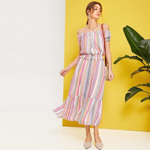 

Colorful Striped Skirt, Multicolor