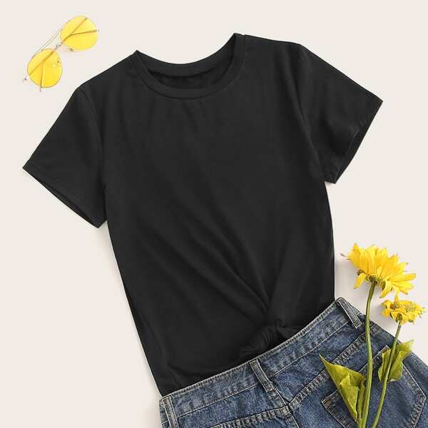 

Slogan Print Short Sleeve T-shirt