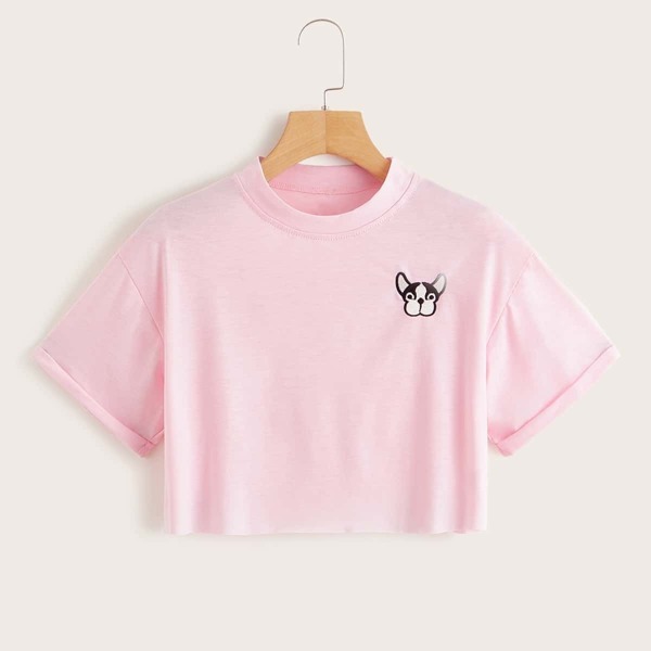 

Dog Embroidery Crop Tee