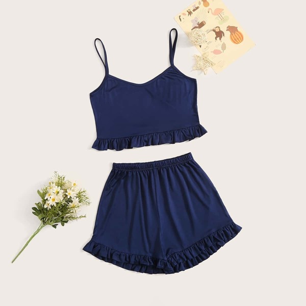 

Girls Frill Trim Cami Pajama Set