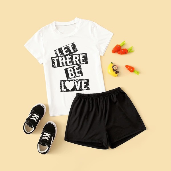 

Boys Slogan Print Pajama Set