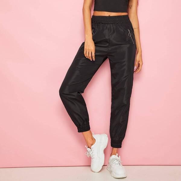 

Zip Trim Elastic Waist Sweatpants