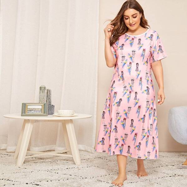 

Plus Cartoon Print Night Dress