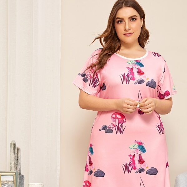 Plus Cartoon Print Night Dress