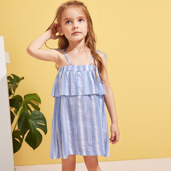 

Toddler Girls Ruffle Overlay Striped Slip Dress, Blue