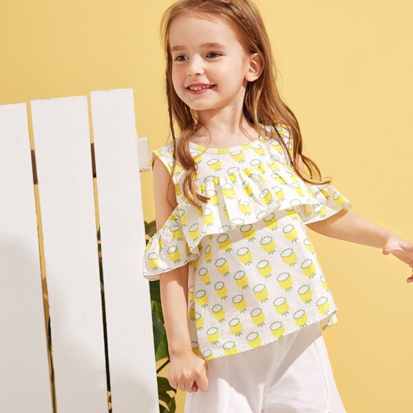 

Toddler Girls Cold Shoulder Ruffle Trim Top & Shorts Set, Multicolor
