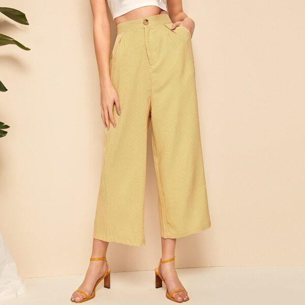 

Button Front Plaid Wide Leg Pants