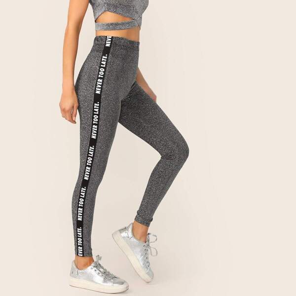 

Letter Tape Side Glitter Leggings