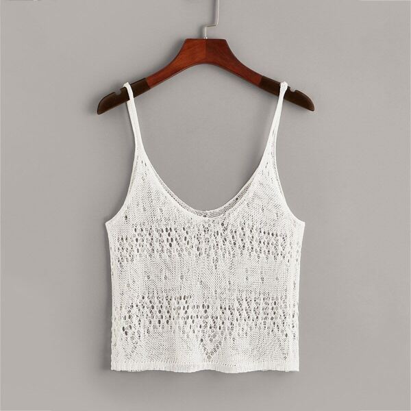 

Solid Crochet Crop Cami Top