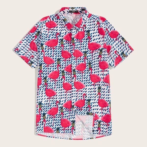 

Men Flamingo Print Shirt