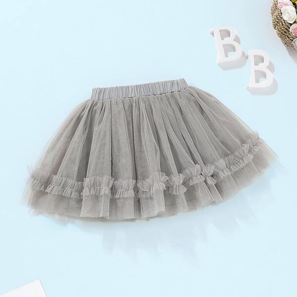 

Toddler Girls Frill Solid Mesh Skirt