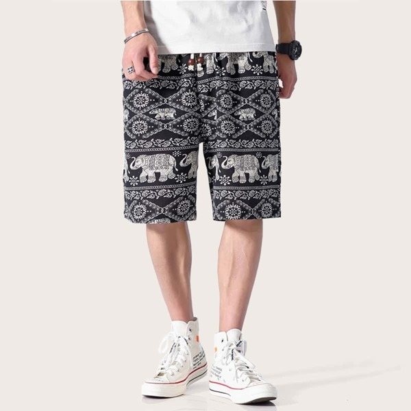 

Men Elephant Print Shorts