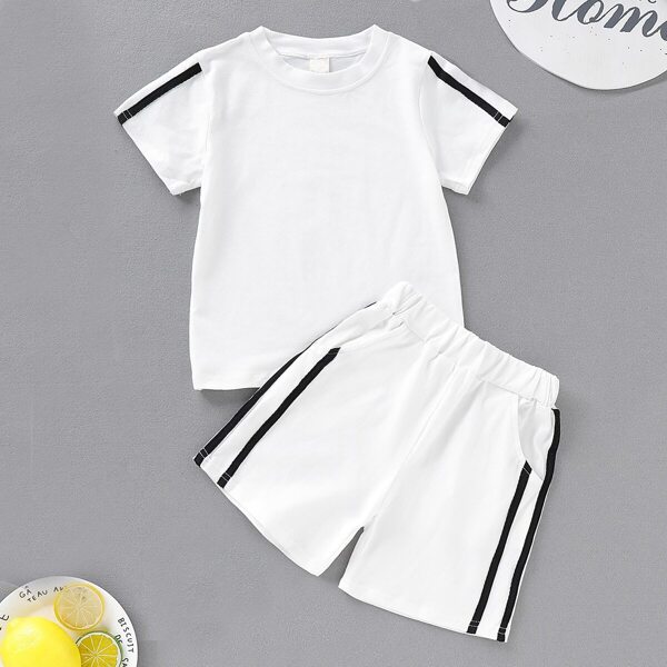 

Toddler Girls Side Stripe Tape Tee With Shorts