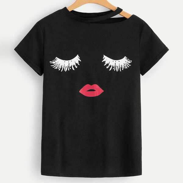 

Plus Eye And Lip Print Tee