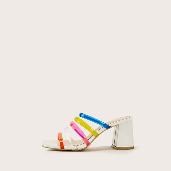 

Colorful Strappy Chunky Heeled Mules