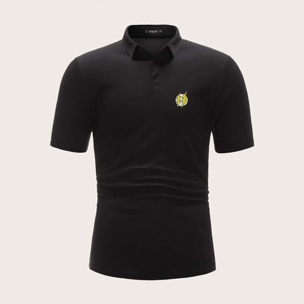 

Men Lightning Print Polo Shirt