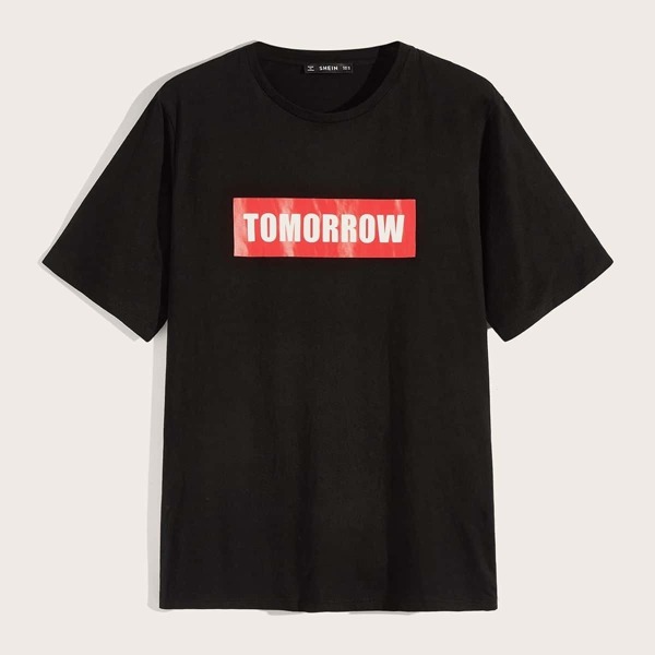 

Men Letter Print Short Sleeve Tee