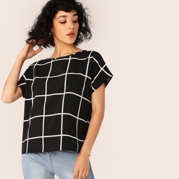 

Dolman Sleeve Grid Top