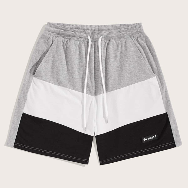 

Men Patched Detail Cut-and-sew Sweat Shorts