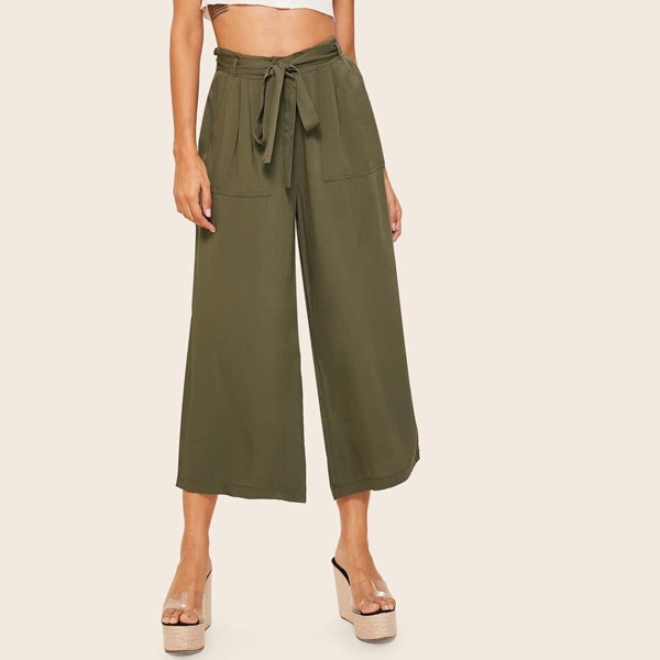

Paperbag Waist Crop Wide Leg Pants