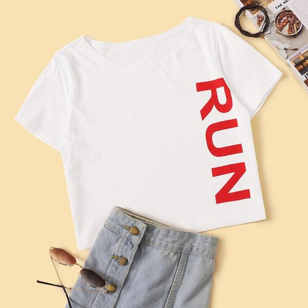 

Letter Print Crop Tee